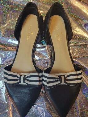 Kate Spade Black Pointed Toe Bow Flats